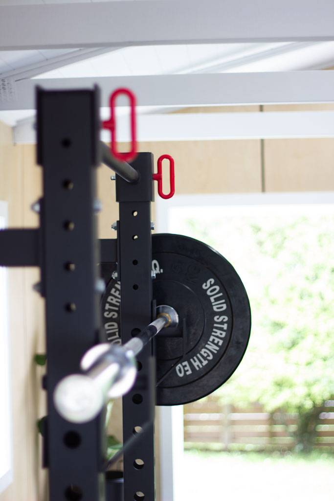 Barbell and weight plates in the studio